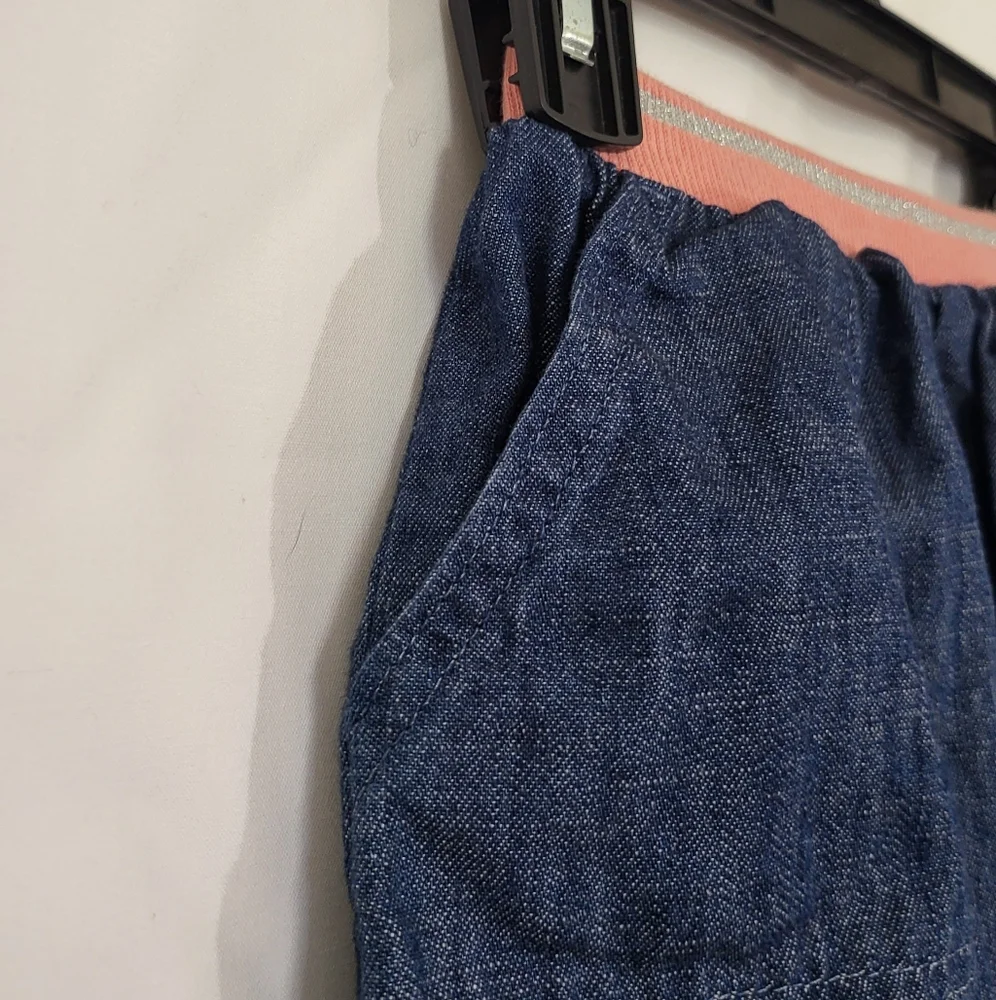 Gymboree Girls Blue Dark Wash Pink Elastic Waistband Pull On Denim Mini Skirt 2T